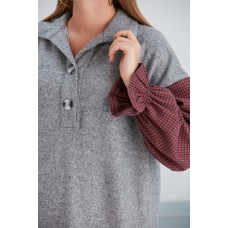 Hamile Tunik Yumoş Kolları Ekose Detaylı