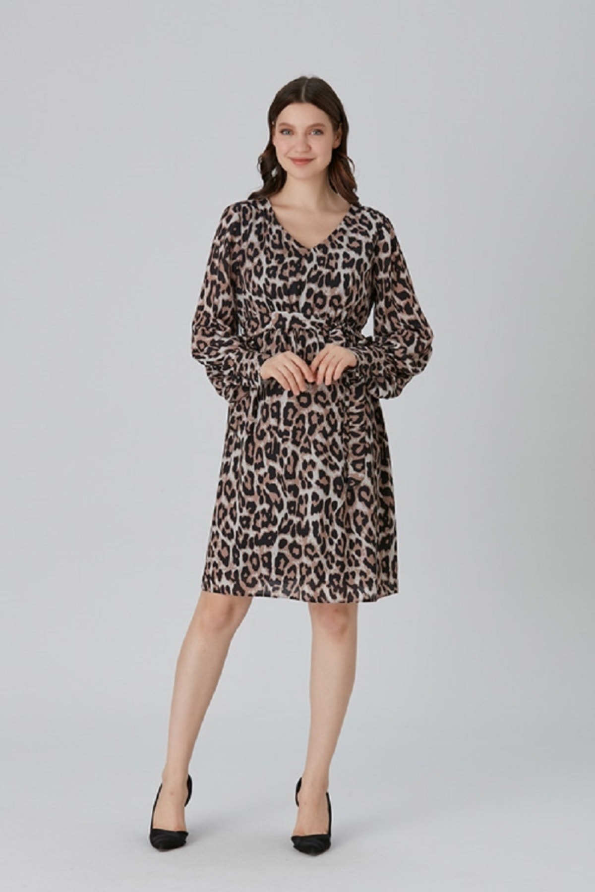 HAMİLE ELBİSE-LEOPAR DESENLİ